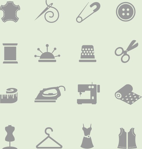 Sewing equipment and needlework icons set Vector Image