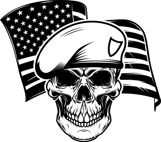 Soldier skull on usa flag background Vector Image
