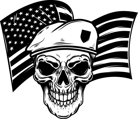 Soldier skull on usa flag background Vector Image