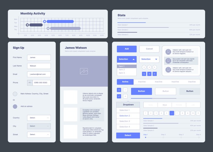 Ui template web dashboard elements buttons vector image