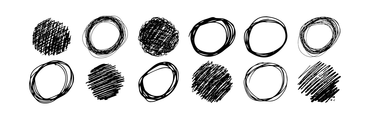 Hand drawn scribble circles Royalty Free Vector Image