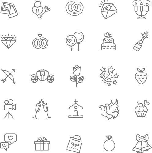 Wedding icon set outline style Royalty Free Vector Image