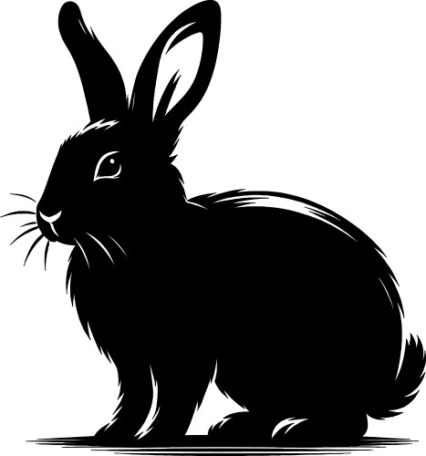 Rabbit group silhouette isolated on white Vector Image
