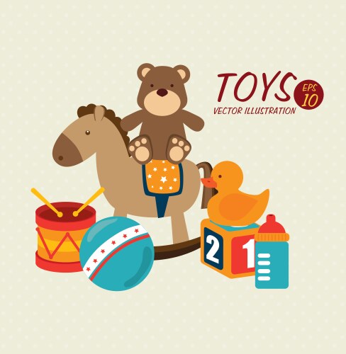 Baby Toy Collection - Pastel Colors Vector Image