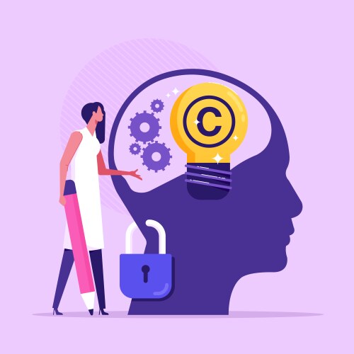 Intellectual property copyright flat vector image