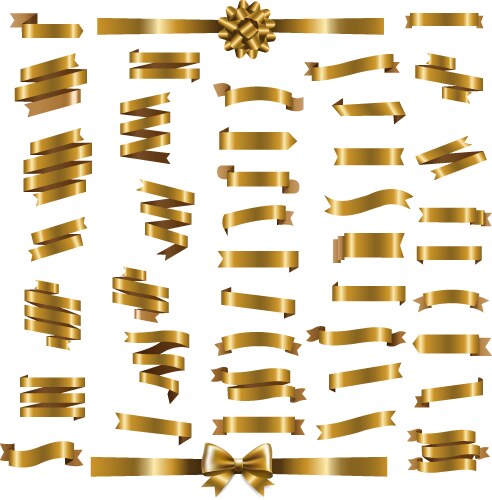 Golden ribbon set in transparent background Vector Image