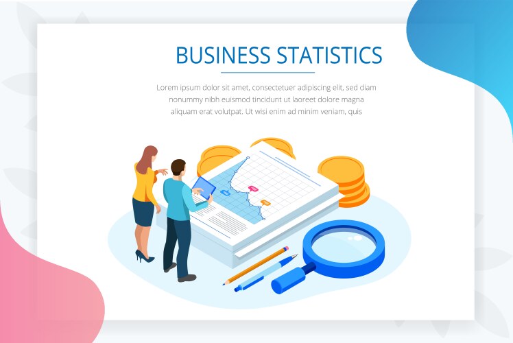 isometric analysis data and investment stack vector image