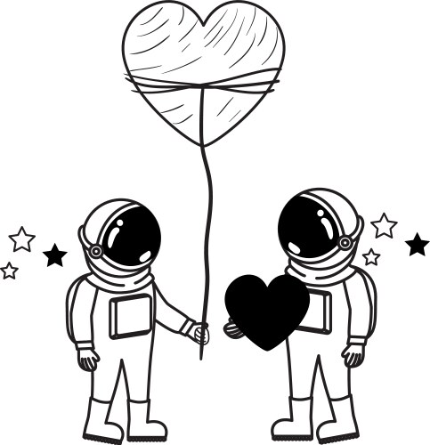 Astronaut with spacesuit and heart in white vector image