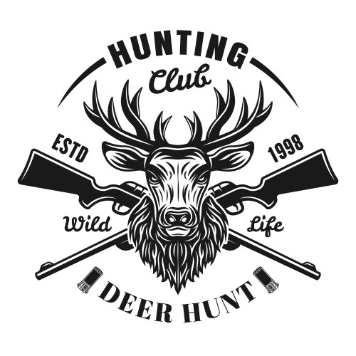 Hunting Badge - Deer & Rifles Vector Image