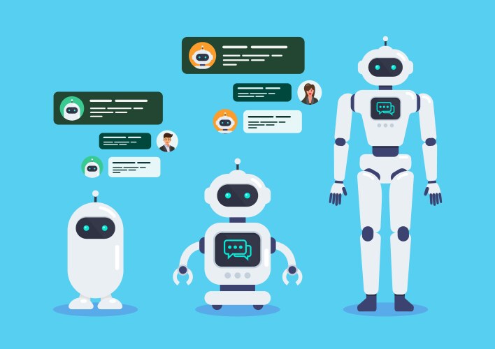 Android robots artificial intelligence chat bot vector image