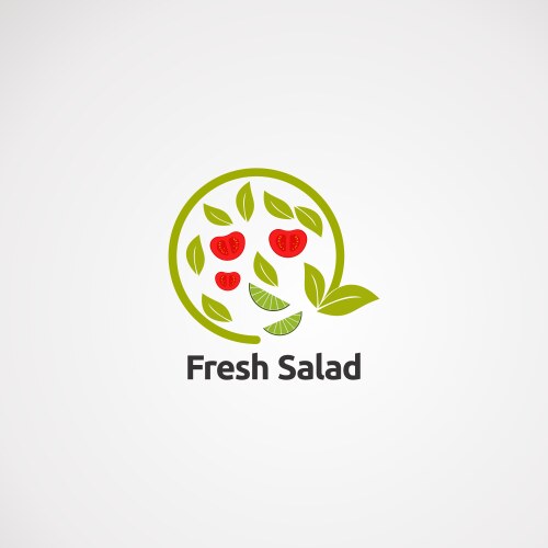 Circle green fresh salad logo icon element vector image