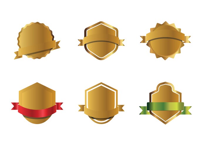 Set golden shields and ribbons graphic vector image