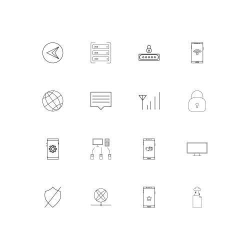 Network and database simple linear icons set vector image