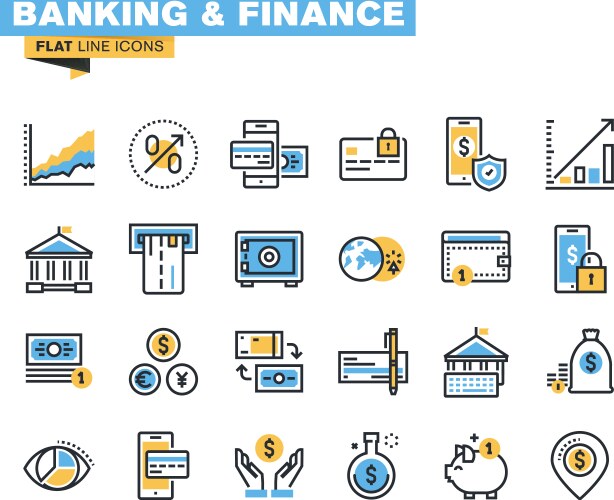 Flat line icon pack for designers and developers Vector Image
