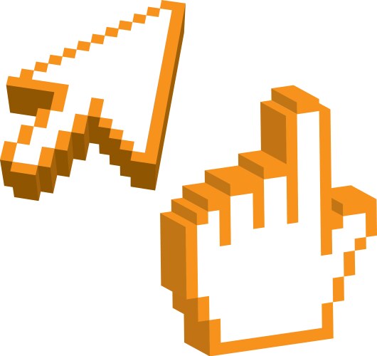 Orange regular arrow and index pointer isolated vector image