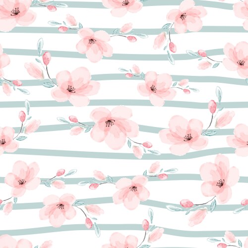 Sakura Blossom Watercolor Pattern Vector Image