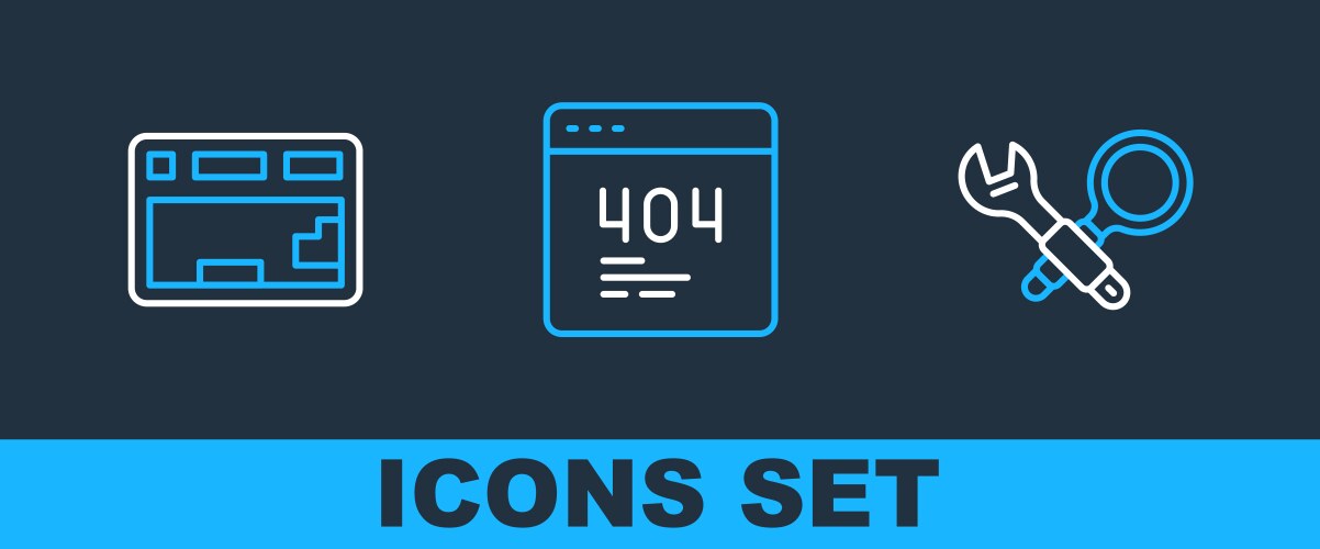 Set line debugging keyboard and page with 404 vektorbild