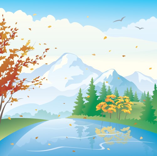 Mountain lake Royalty Free Vector Image - VectorStock