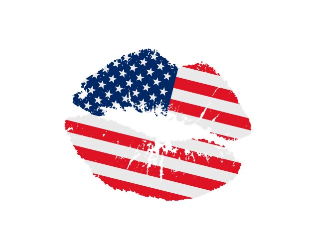 Kiss Lips with USA Flag Vector Image