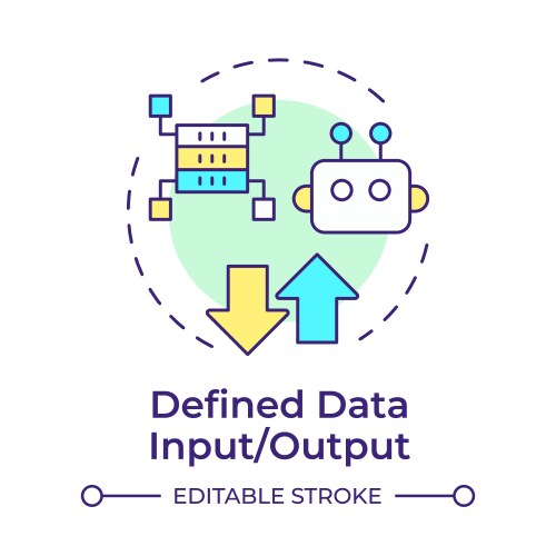 Defined data input and output multi color concept vector image