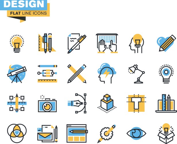 Flat line icon pack for designers and developers Vector Image
