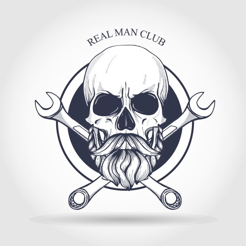 Skull with Wrench - Sketch Vector Image