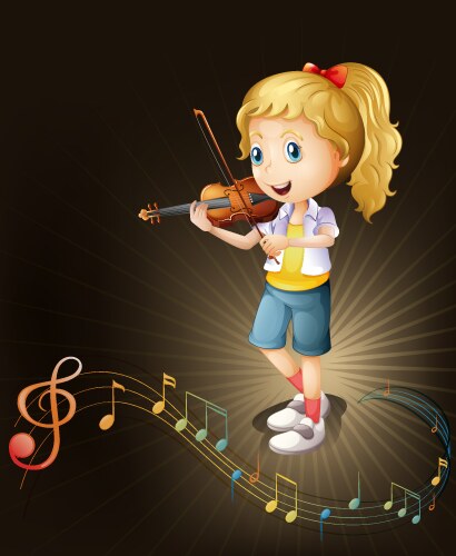 Cute girl playing a violin – Free Vector | VectorStock
