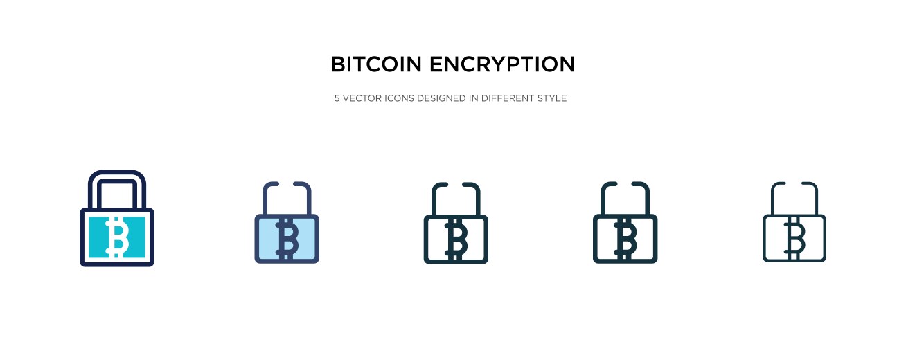 Bitcoin encryption icon in different style two vector image