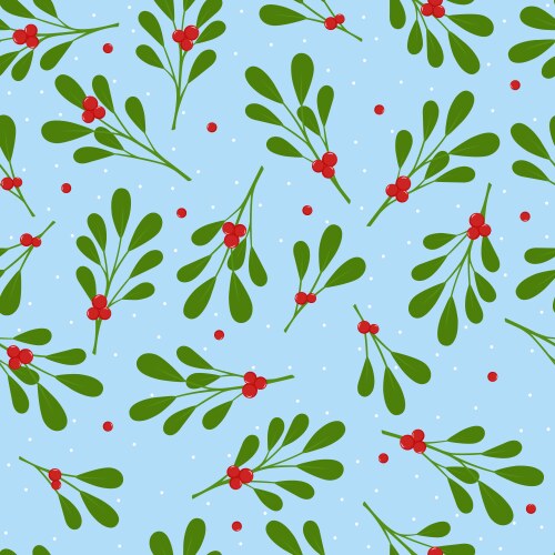 Mistletoe twigs seamless pattern Vector Image