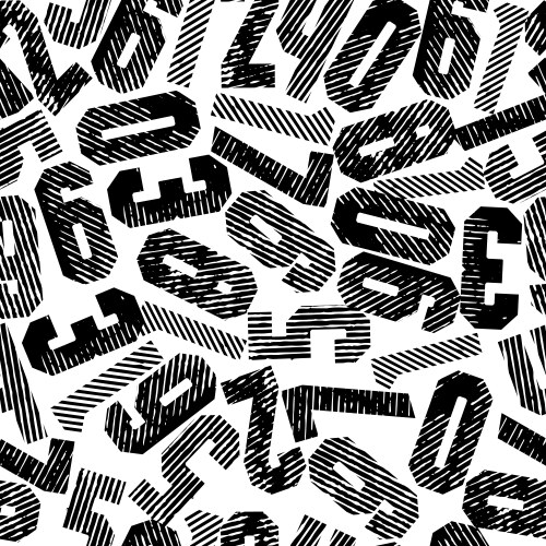 Numbers seamless pattern with halftone dots print vector image