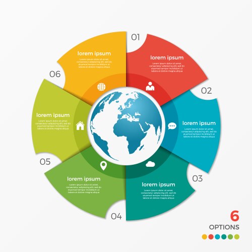 Circle Chart with Globe – Data Visualization Templ vector image