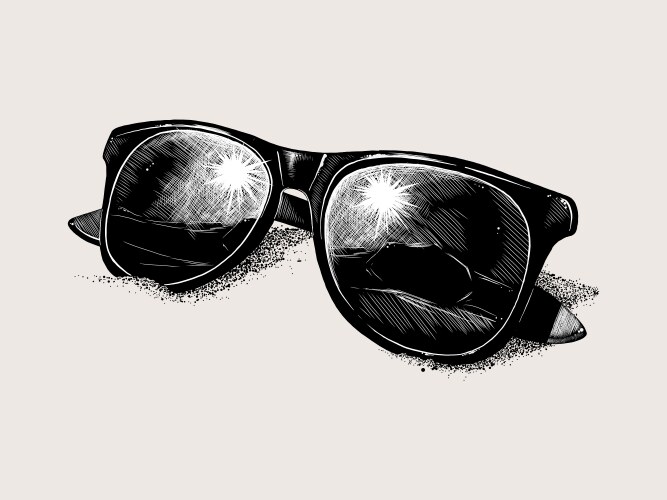 Hand-Drawn Sunglasses on Sand Vector Image