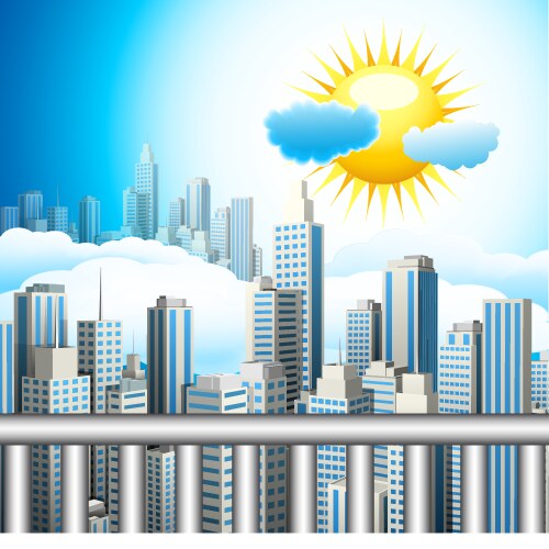City view with high skyscrapers Royalty Free Vector Image