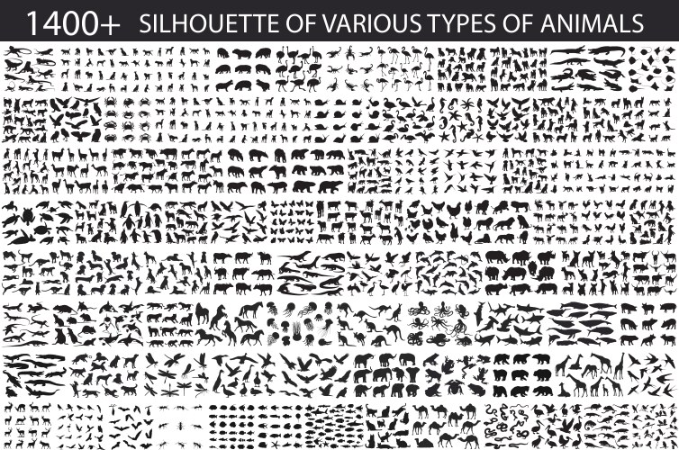 Animal silhouette big set Vector Image