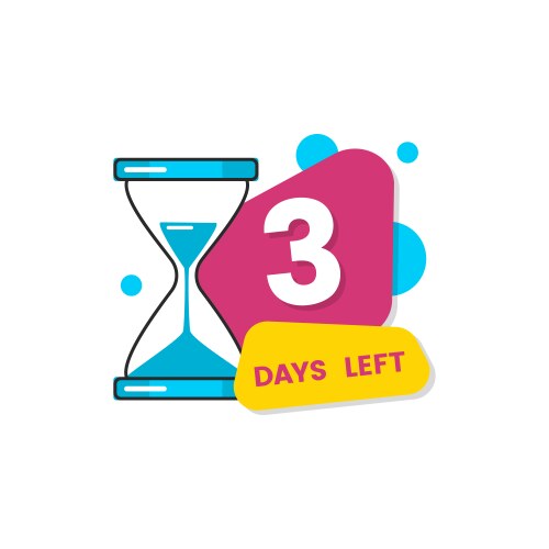 Colorful 3 days left sticker with flat geometric Vector Image