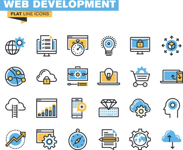 Flat line icon pack for designers and developers Vector Image