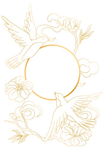Oriental birds and flowers chinese vector image