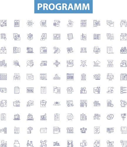 Programm line icons signs set program vector image
