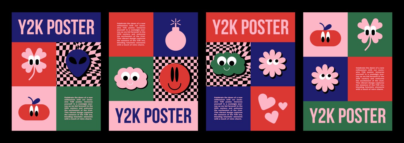 Y2k poster design template vector image