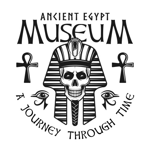 Ancient Egypt Pharaoh Skull Emblem Vector Image