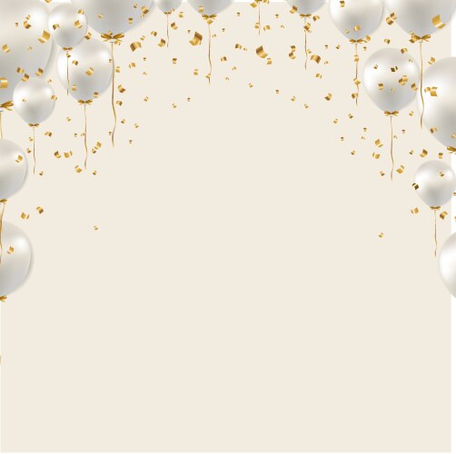 birthday border and white balloons grey background vector image