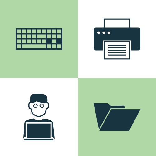 Computer icons set collection of programmer vector image