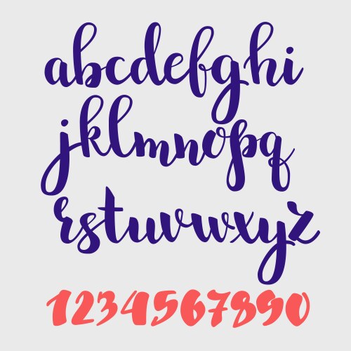 brush style alphabet vector