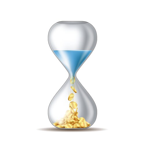 Business metaphor - time is money hourglass vector image