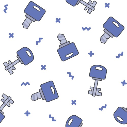 Different keys with keychain seamless pattern vector image