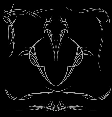 Pinecript Line Style Pinstripe vintage design line art Royalty Free Vector Image
