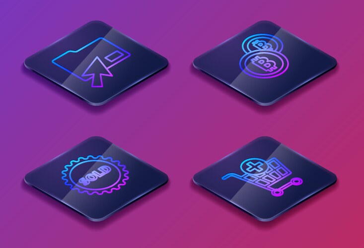 Set isometric line cursor click document folder vector image