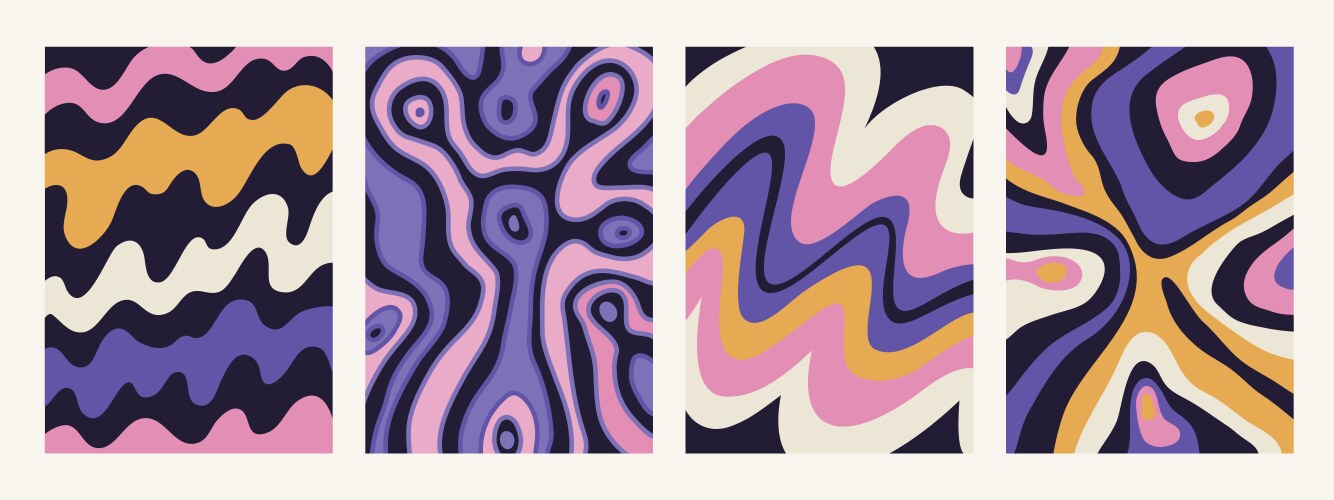 Abstract psychedelic pattern set groovy vector image