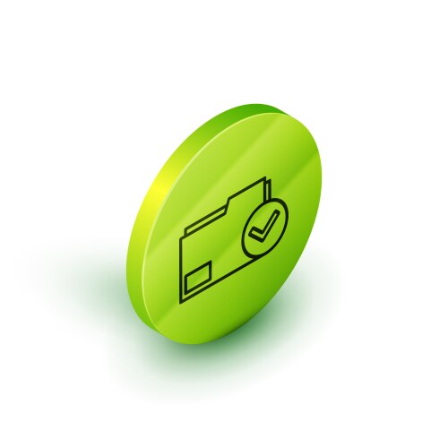 Isometric line document folder and check mark icon vector image
