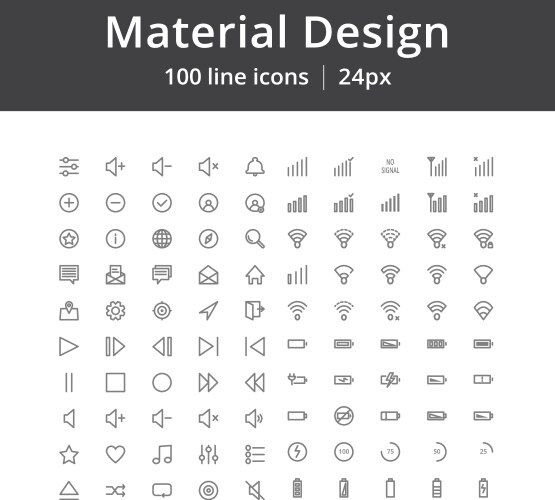 Material design ui line icons vector image
